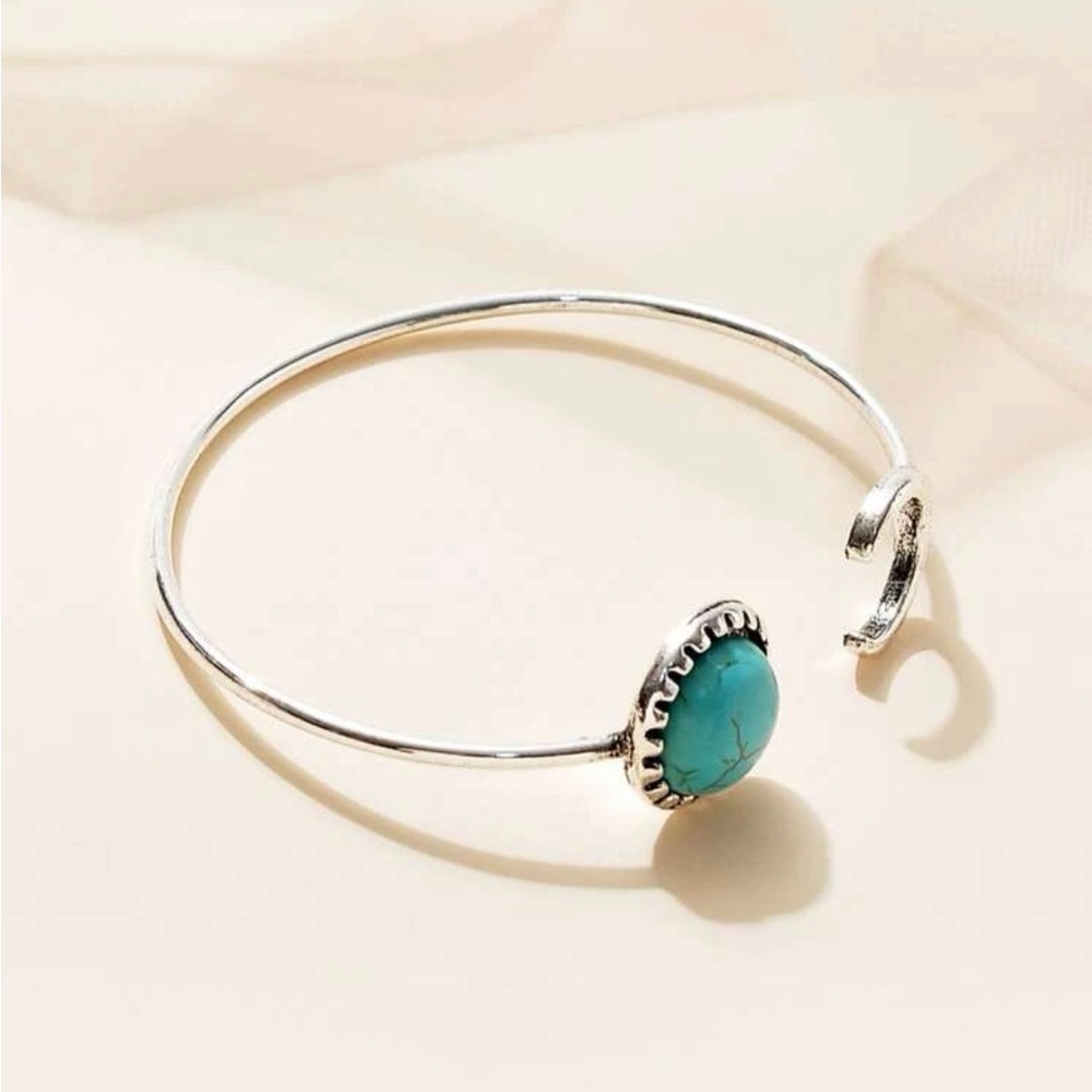 Turquoise Decor Cuff Bangle - Picture 2 of 5